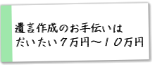 遺言作成のお手伝いはだいたい７万円～１０万円